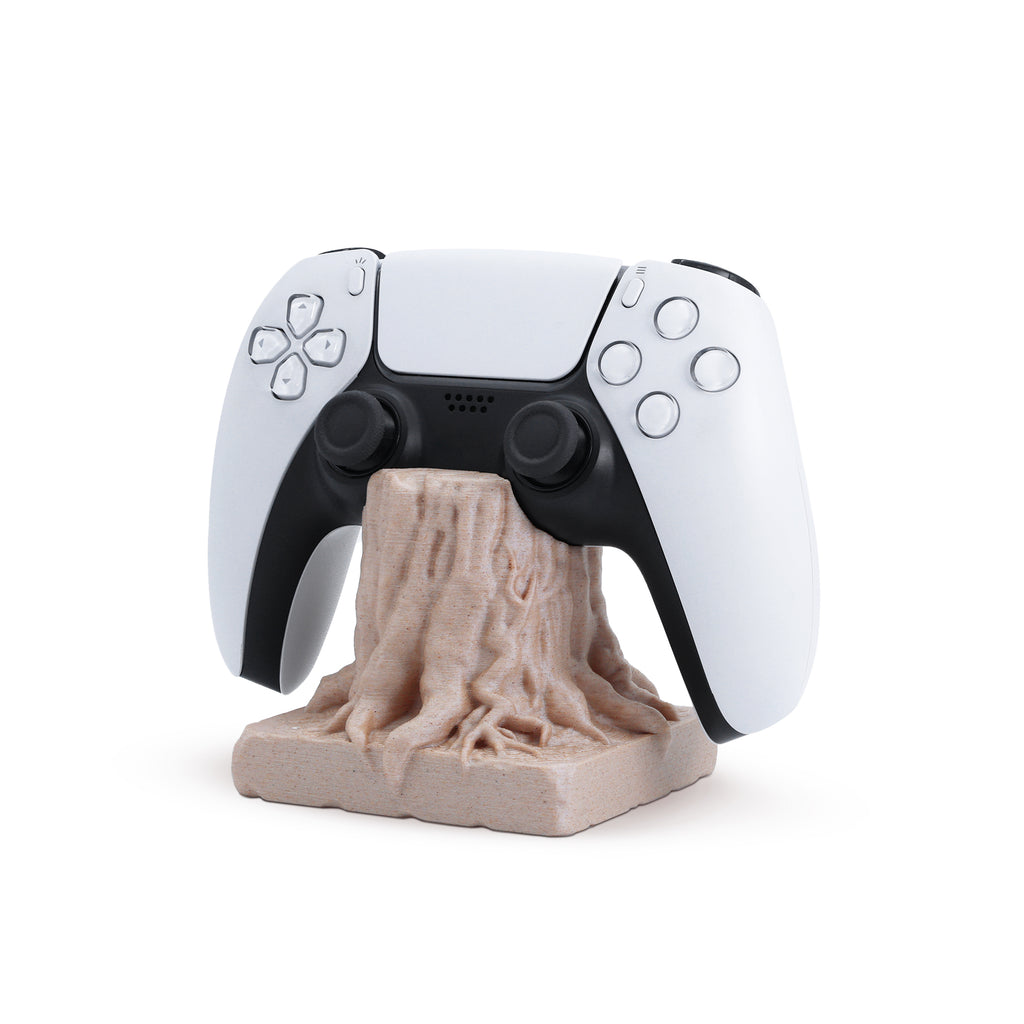 Morpiq RootDock - Tree Root PS5 Controller Stand | 3D Printed | Natural Wood Finish