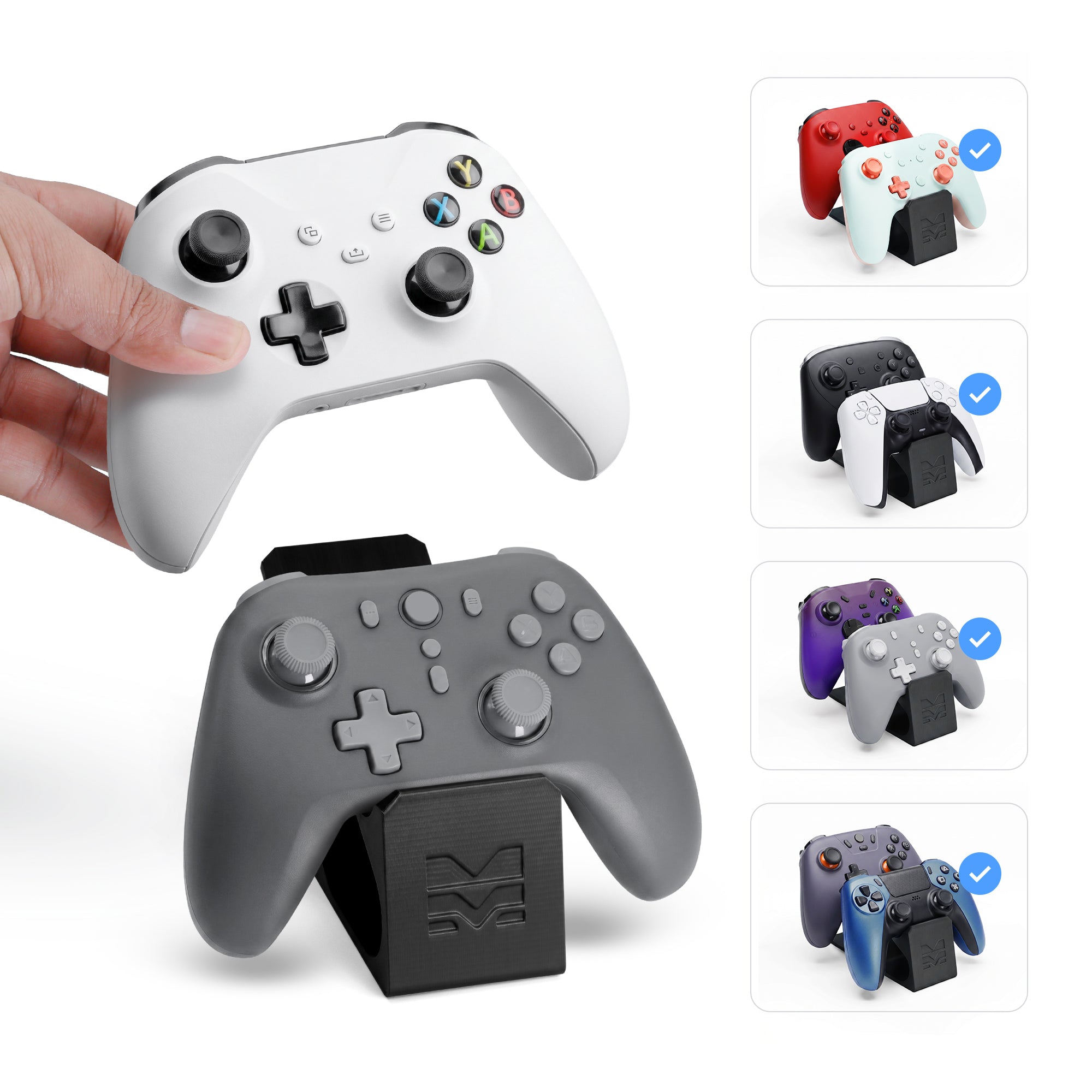 Morpiq Universal Dual Controller Stand – 3D Printed Display Dock for 2 Controllers | PS5, Xbox & PC