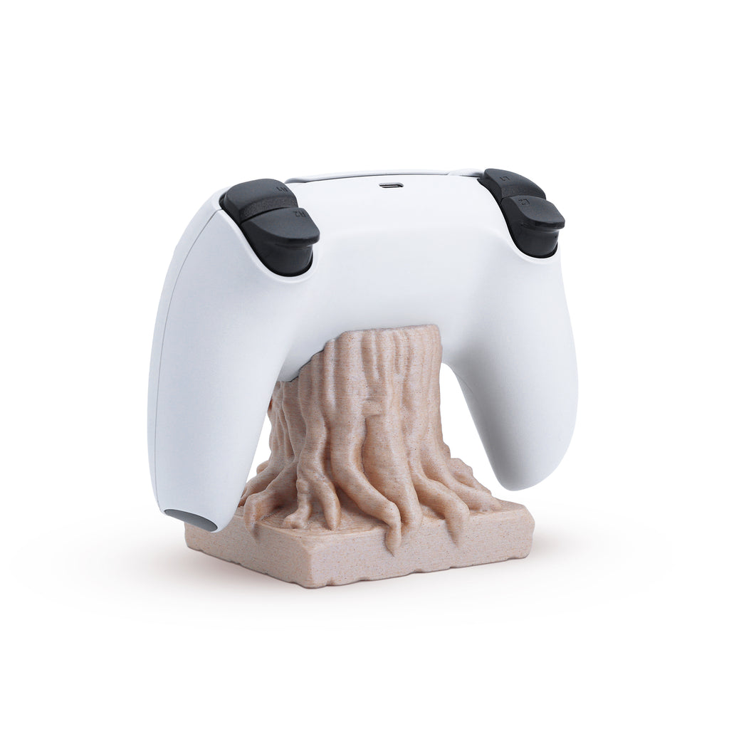 Morpiq RootDock - Tree Root PS5 Controller Stand | 3D Printed | Natural Wood Finish