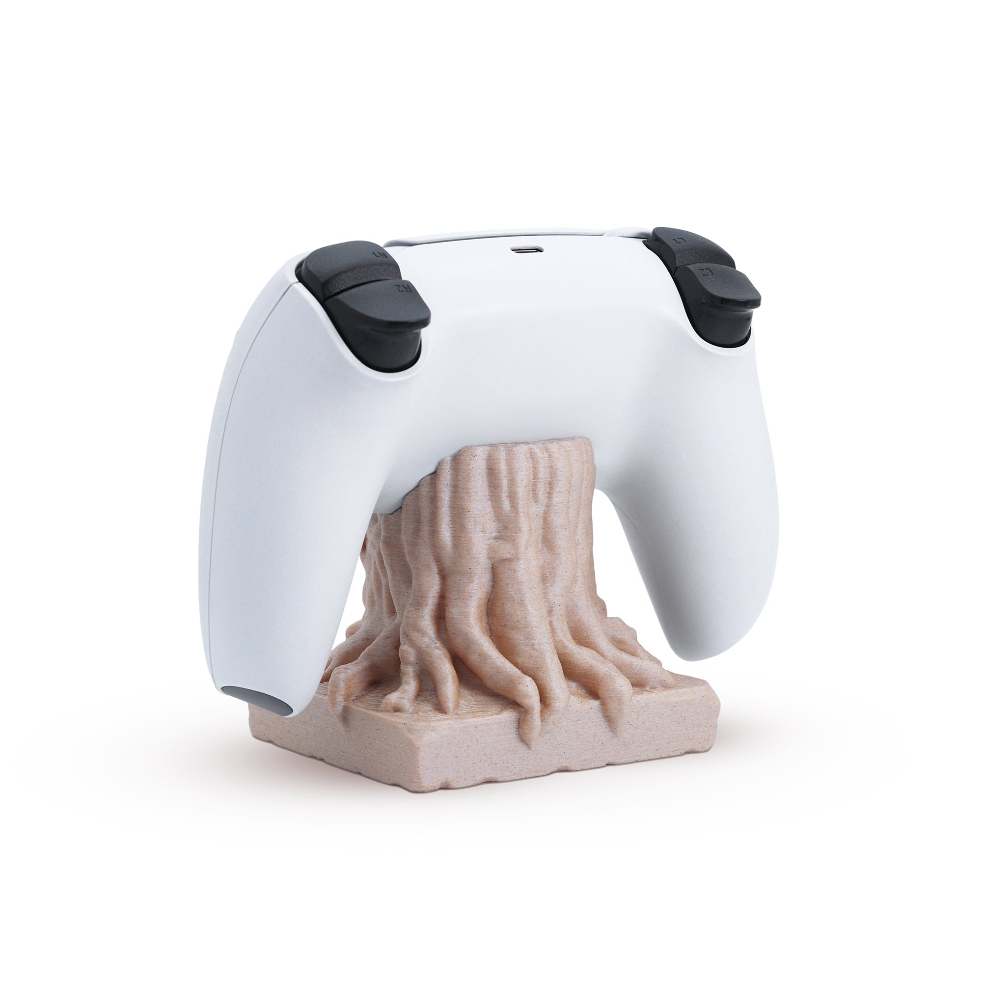 Morpiq RootDock - Tree Root PS5 Controller Stand | 3D Printed | Natural Wood Finish