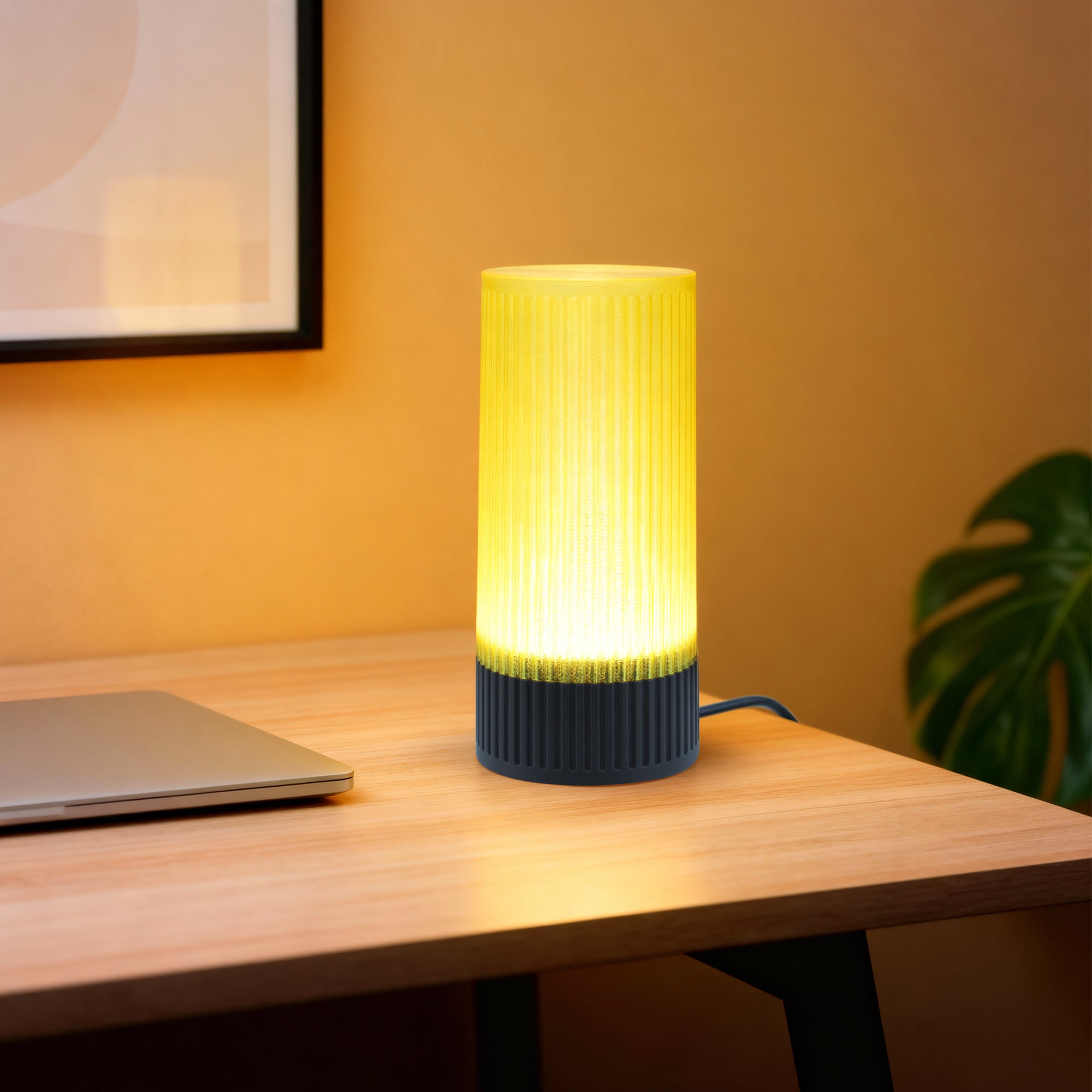 LumaFlute Ambient Desk Light | 3D Printed Table Lamp | Warm LED Glow | Decorative Night Light