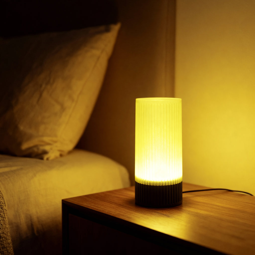 LumaFlute Ambient Desk Light | 3D Printed Table Lamp | Warm LED Glow | Decorative Night Light