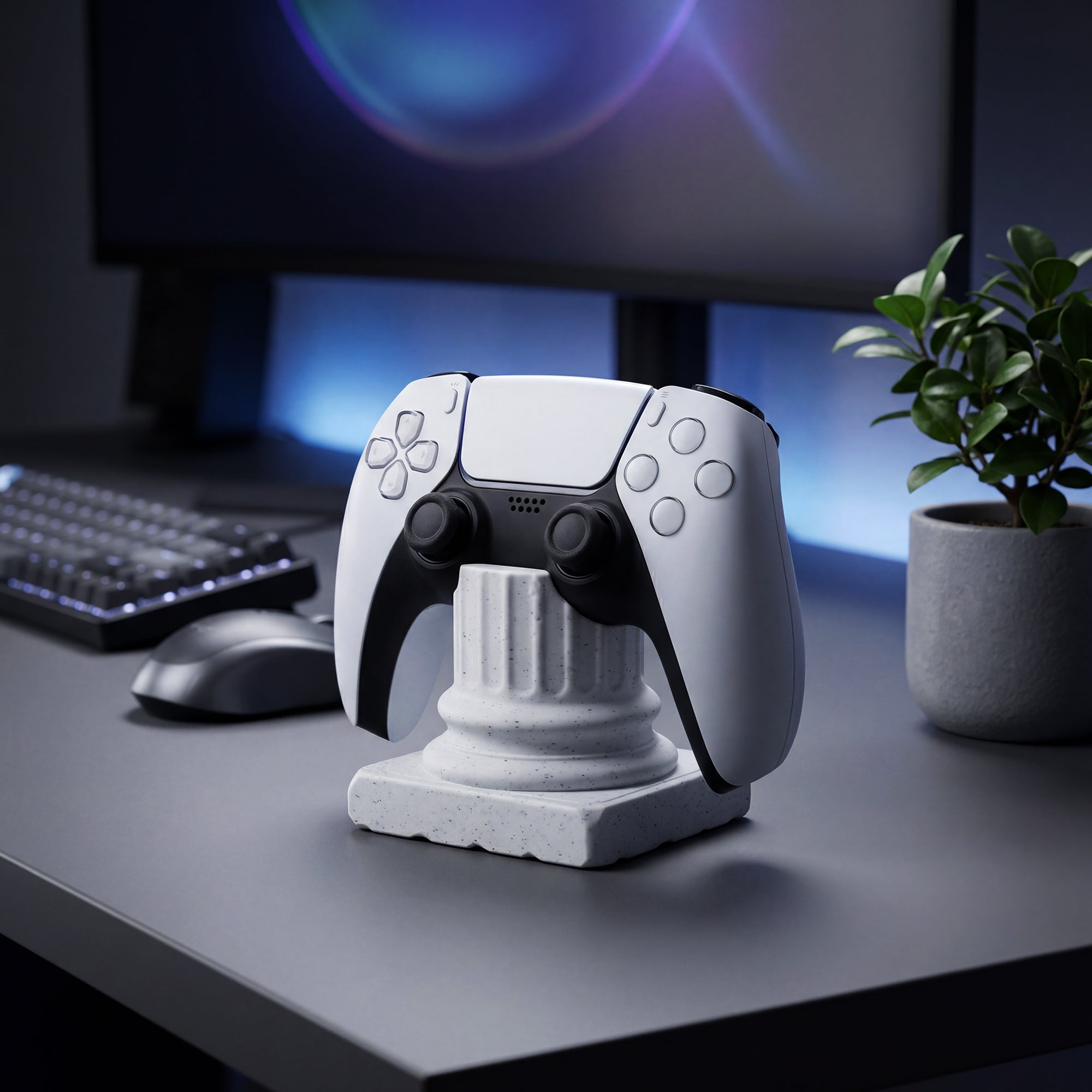 Morpiq ColumnDock - Greek Pillar PS5 Controller Stand | 3D Printed | Marble White
