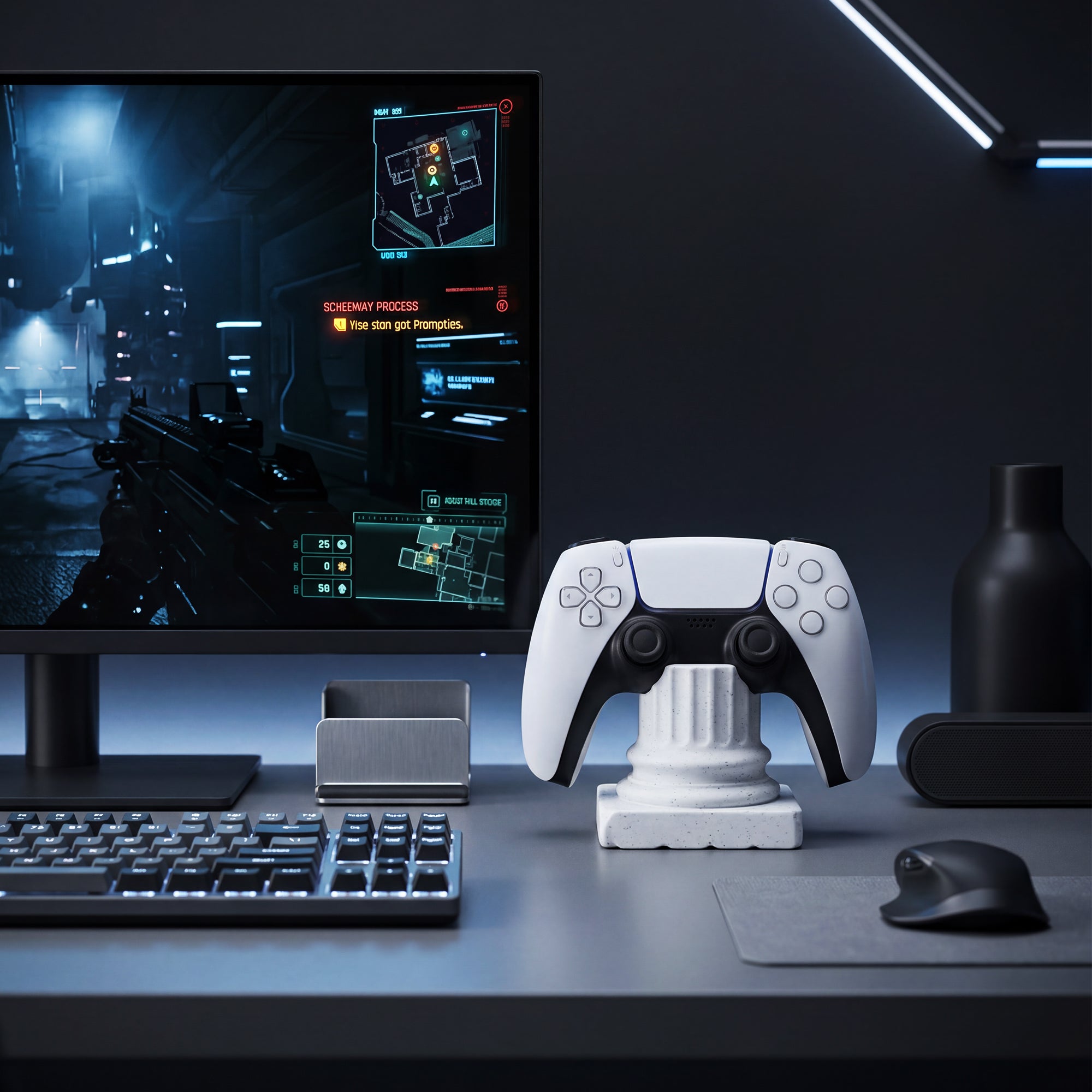 Morpiq ColumnDock - Greek Pillar PS5 Controller Stand | 3D Printed | Marble White